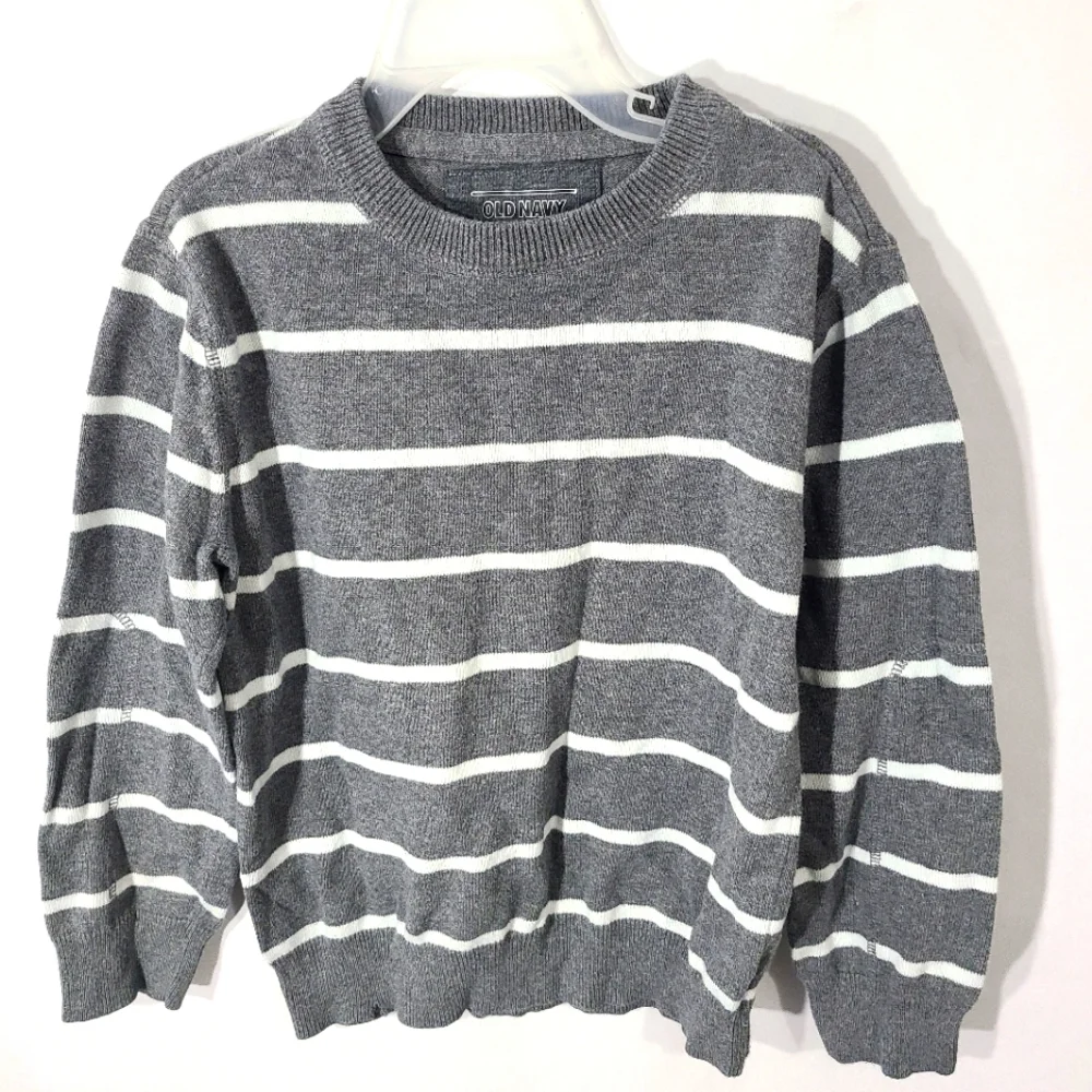 Old Navy Kids Boys Child Gray‎ White Crewneck Sweater Size 6 Casual